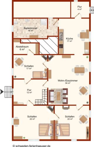 Grundriss Erdgeschoss – Ferienhaus Viken
