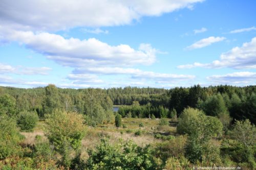 Blick auf den kleinen Badesee – Ferienhaus Rimforsa